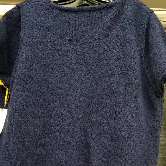 New Anthropologie Valentina Blue Short Sleeves Sweater Vneck Boucle Knit Top Tee - Picture 4 of 7